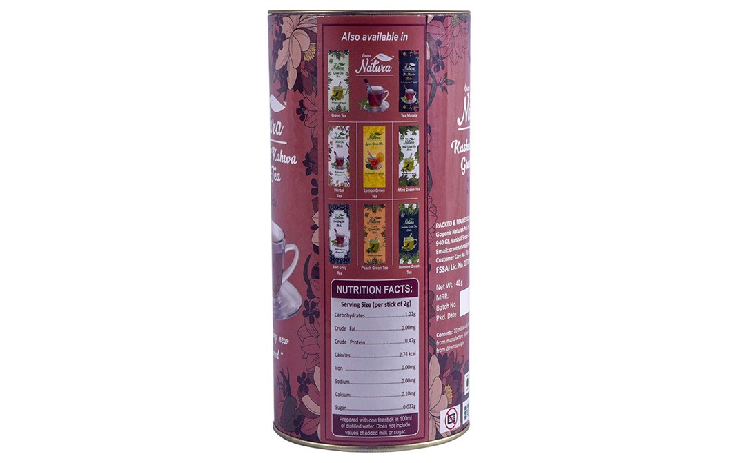 Crave Natura Kashmiri Kahwa Green Tea Sticks   Container  40 grams